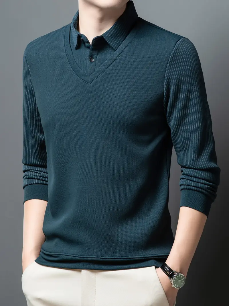 mens casual breathable long sleeve pullover golf shirt in a ...